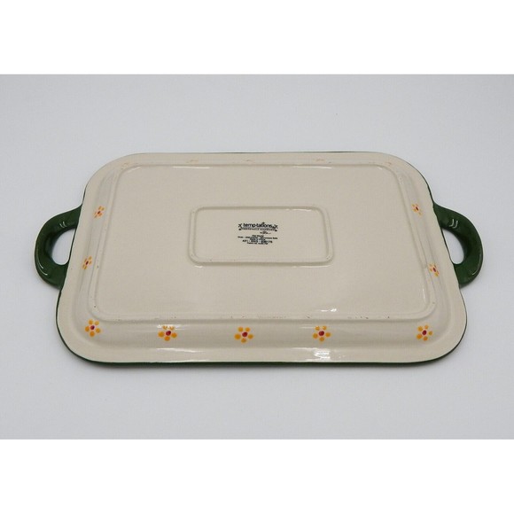 Temp-Tations By Tara Old World Green Rectangle 16 Inch Handled Platter - Picture 5 of 8